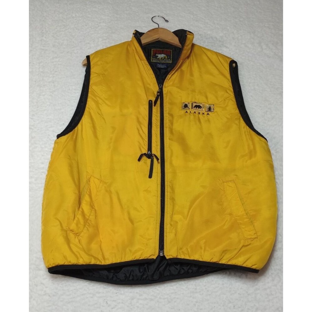 POLAR GRAPHICS Insulated Zip Up Vest Sz L ALASKA Patch Outdoors Vintage